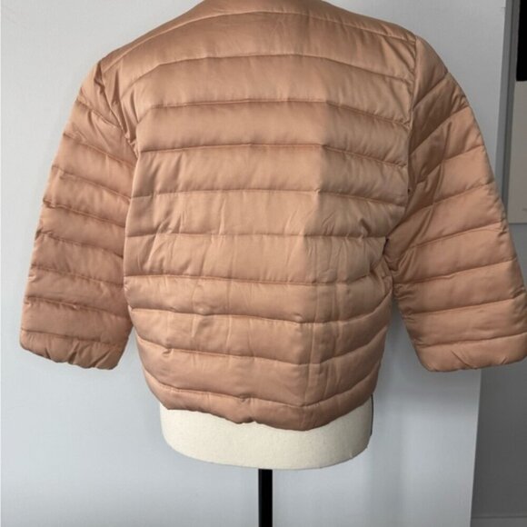 Elisabetta Franchi Peach Quilted Crop Coat - Size 46 (US 10) - Picture 14 of 16